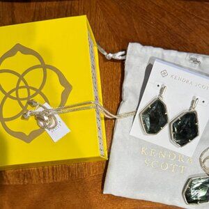 Kendra Scott Kalani Sage Necklace and Matching Earrings